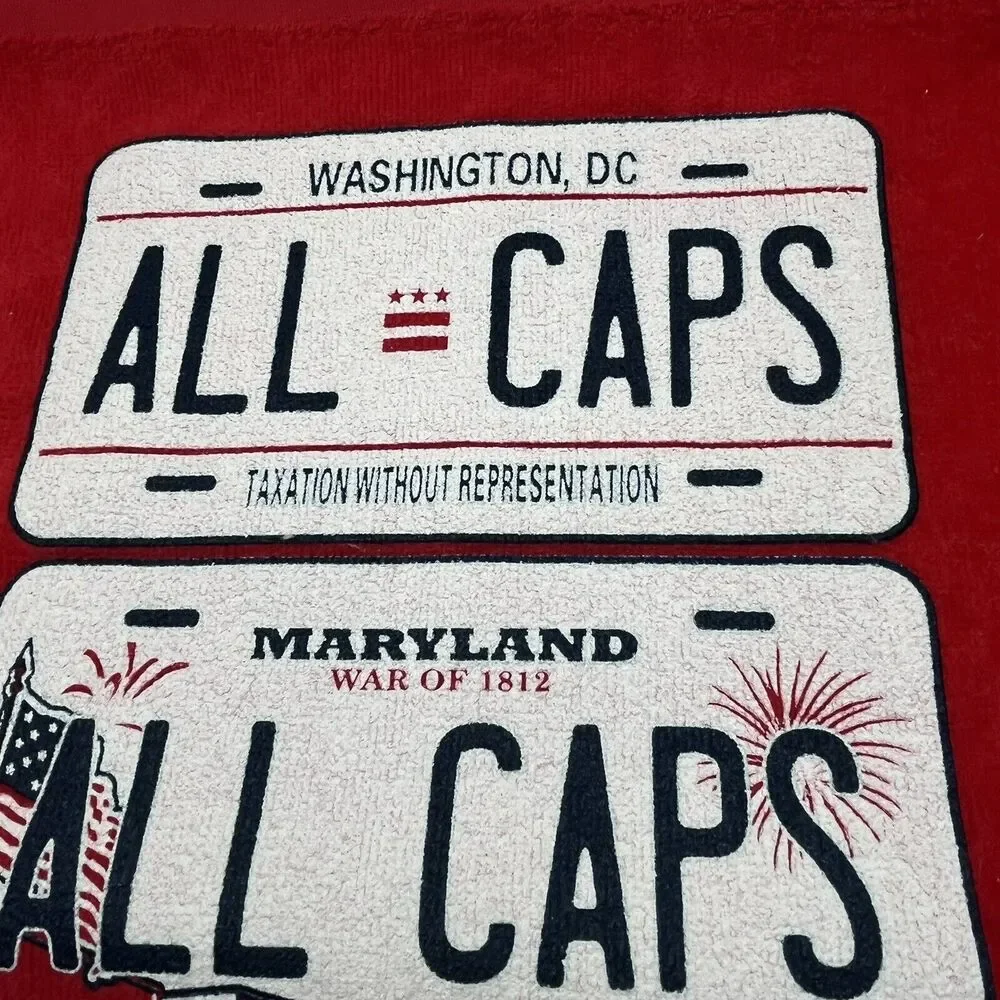 Washington Capitals Ice Hockey All Caps Boeing Towel License Plates DC VA MD EUC